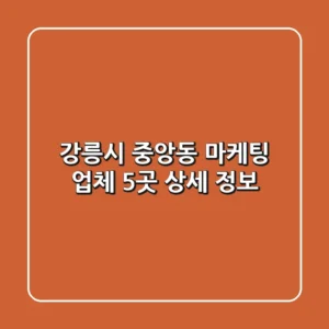 강릉시 중앙동 마케팅 업체 5곳 상세 정보