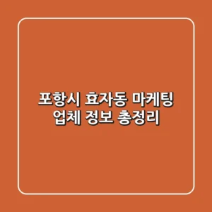 포항시 효자동 마케팅 업체 정보 총정리