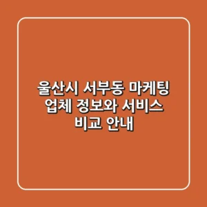 울산시 서부동 마케팅: 업체 정보와 서비스 비교 안내