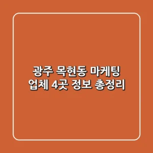 광주 목현동 마케팅 업체 4곳 정보 총정리