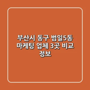 부산시 동구 범일5동 마케팅 업체 3곳 비교 정보