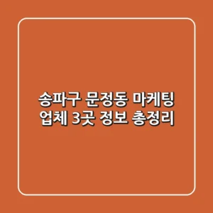 송파구 문정동 마케팅 업체 3곳 정보 총정리