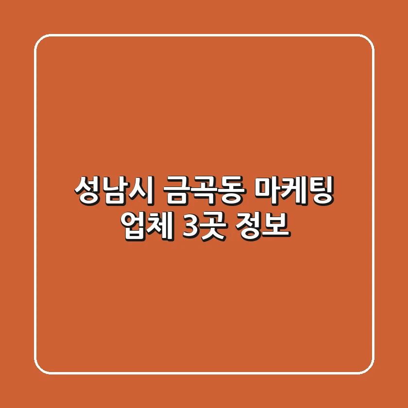 성남시 금곡동 마케팅 업체 3곳 정보