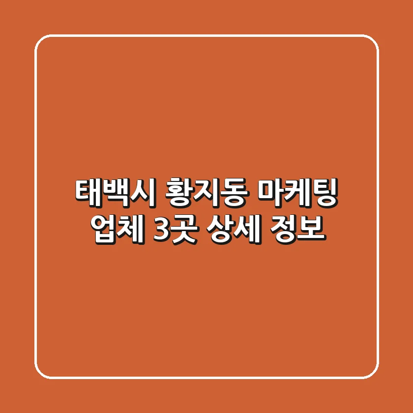 태백시 황지동 마케팅 업체 3곳 상세 정보