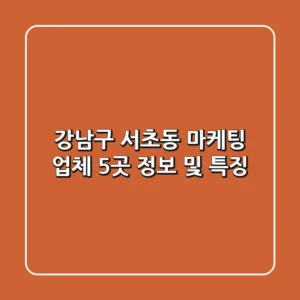 강남구 서초동 마케팅 업체 5곳 정보 및 특징