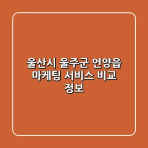 울산시 울주군 언양읍 마케팅 서비스 비교 정보