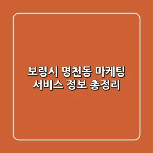 보령시 명천동 마케팅 서비스 정보 총정리