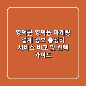 영덕군 영덕읍 마케팅 업체 정보 총정리 - 서비스 비교 및 선택 가이드