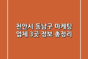 천안시 동남구 마케팅 업체 3곳 정보 총정리