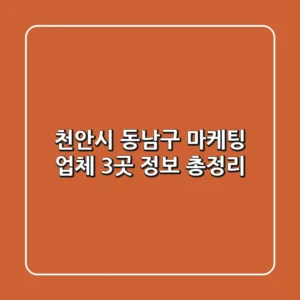 천안시 동남구 마케팅 업체 3곳 정보 총정리