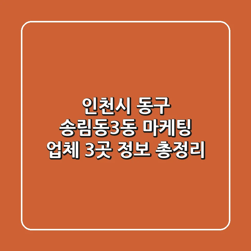 인천시 동구 송림동3동 마케팅 업체 3곳 정보 총정리