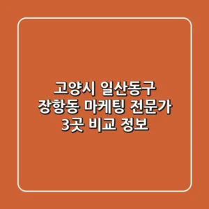 고양시 일산동구 장항동 마케팅 전문가 3곳 비교 정보