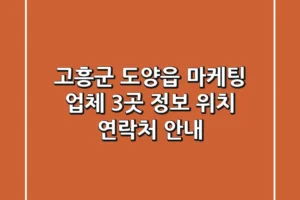고흥군 도양읍 마케팅 업체 3곳 정보 – 위치, 연락처 안내